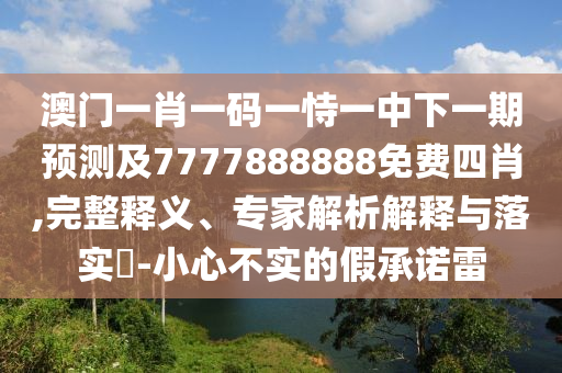 澳門一肖一碼一恃一中下一期預(yù)測及7777888888免費四肖,完整釋義、專家解析解釋與落實?-小心不實的假承諾雷
